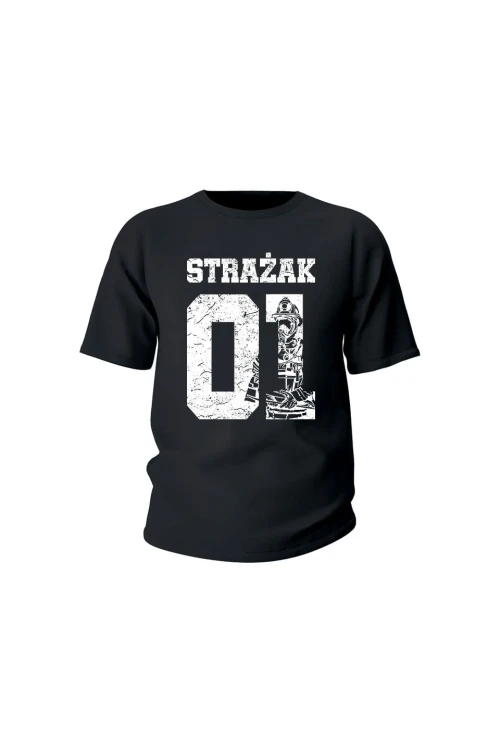 Koszulka dziecięca Strażak 01 - czarna