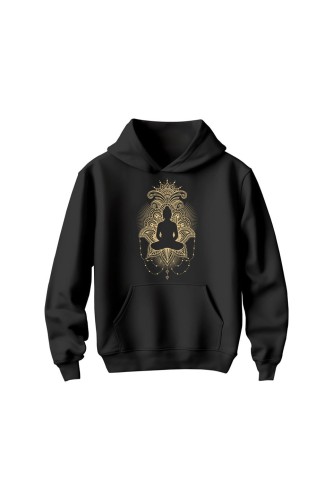 Bluza dziecięca z kapturem Budda Medytacja - czarna