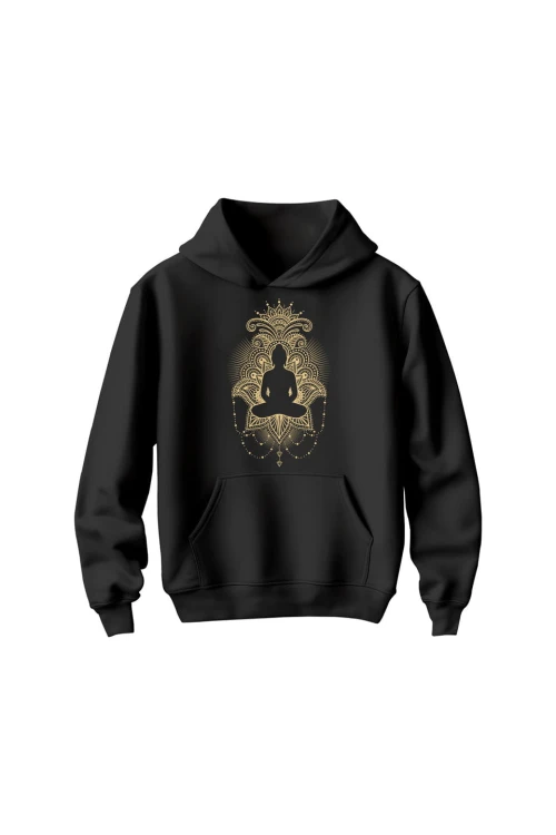 Bluza dziecięca z kapturem Budda Medytacja - czarna