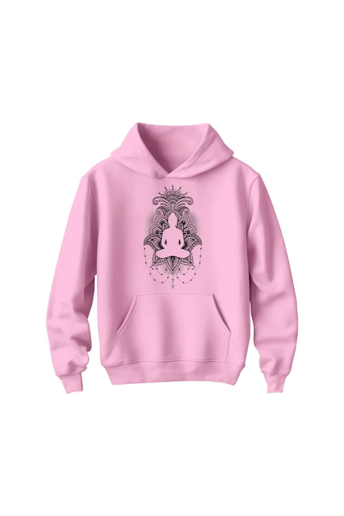 Bluza dziecięca z kapturem Budda Medytacja - różowa