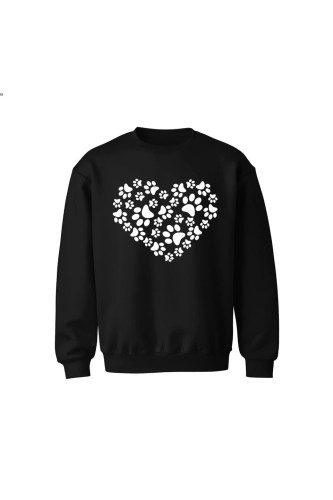 Bluza dziecięca bez kaptura Serduszo z kocich łapek - czarna