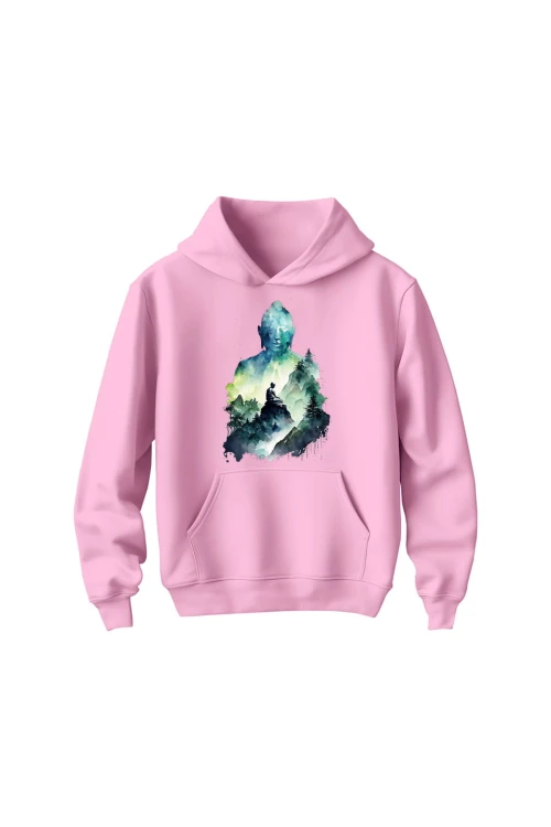 Bluza dziecięca z kapturem Buddyzm Medytacja - różowa