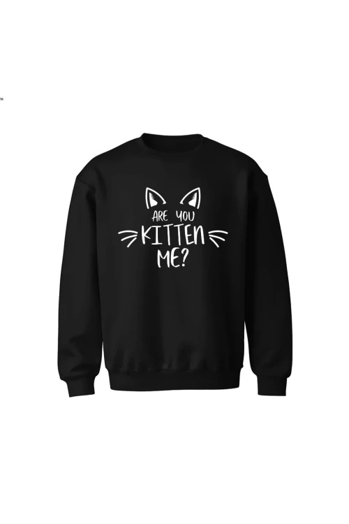 Bluza dziecięca bez kaptura Are you kitten me? - czarna