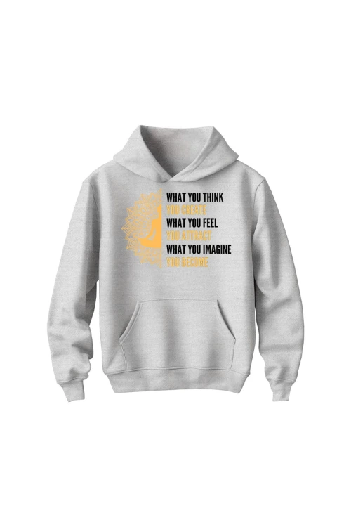 Bluza dziecięca z kapturem What you think you create - szara