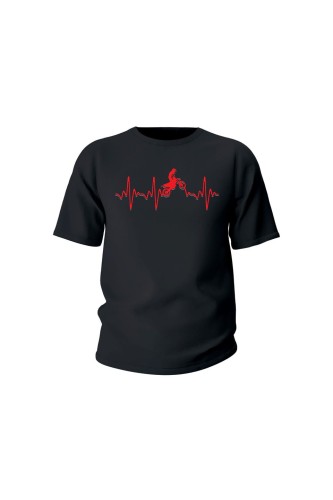 Koszulka dziecięca Motocross heartbeat - czarna