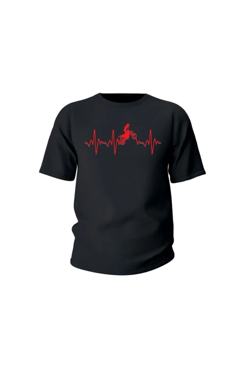 Koszulka dziecięca Motocross heartbeat - czarna