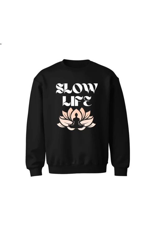 Bluza dziecięca bez kaptura Slow life - czarna