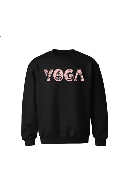 Bluza dziecięca bez kaptura Yoga Napis - czarna