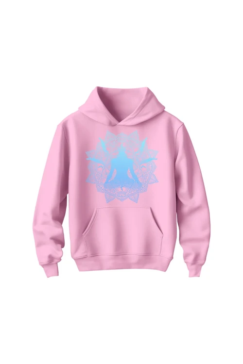Bluza dziecięca z kapturem Medytacja Mandala - różowa