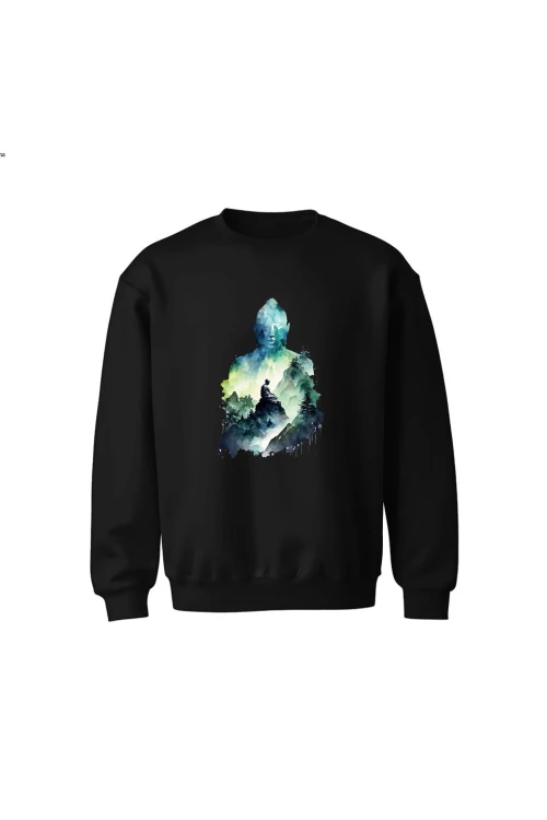 Bluza dziecięca bez kaptura Buddyzm Medytacja - czarna