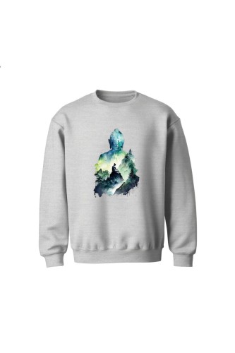 Bluza dziecięca bez kaptura Buddyzm Medytacja - szara