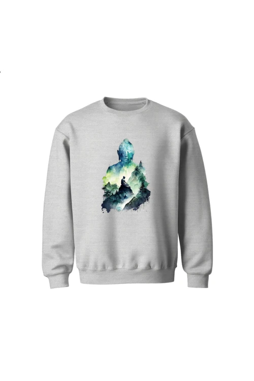 Bluza dziecięca bez kaptura Buddyzm Medytacja - szara