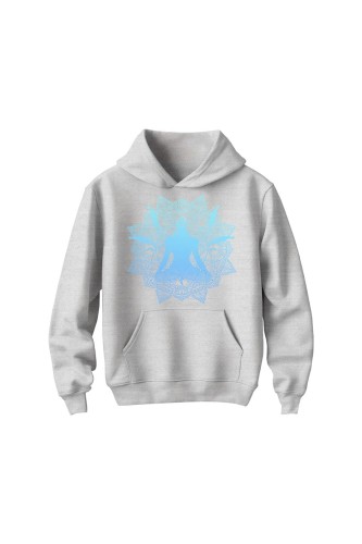 Bluza dziecięca z kapturem Medytacja Mandala - szara