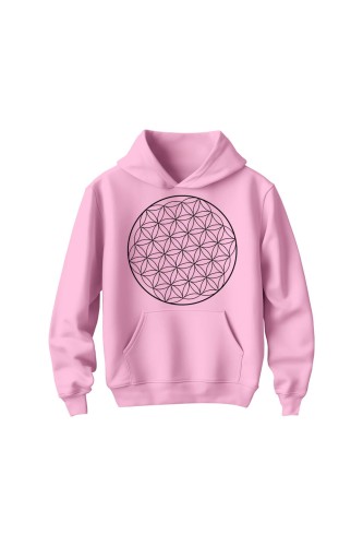 Bluza dziecięca z kapturem Kwiat życia - różowa