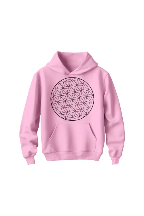 Bluza dziecięca z kapturem Kwiat życia - różowa