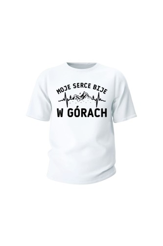 Koszulka dziecięca Moje serce bije w górach - biała