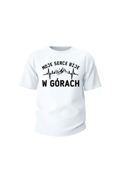 Koszulka dziecięca Moje serce bije w górach - biała