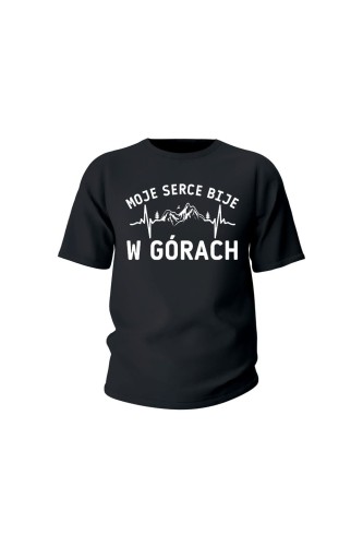 Koszulka dziecięca Moje serce bije w górach - czarna