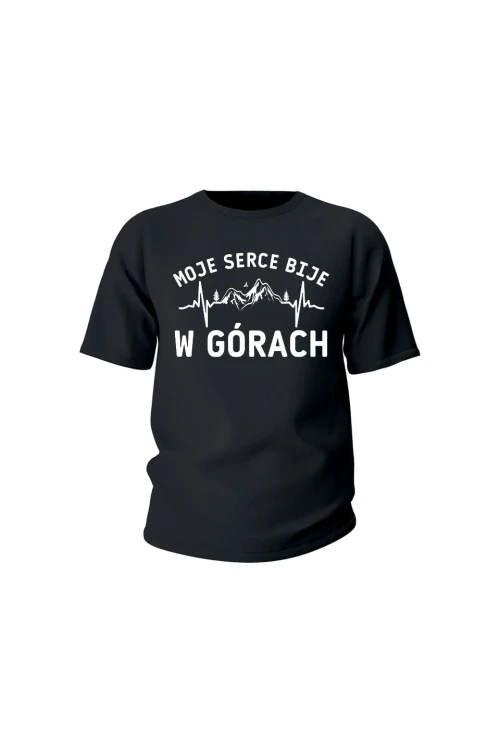Koszulka dziecięca Moje serce bije w górach - czarna