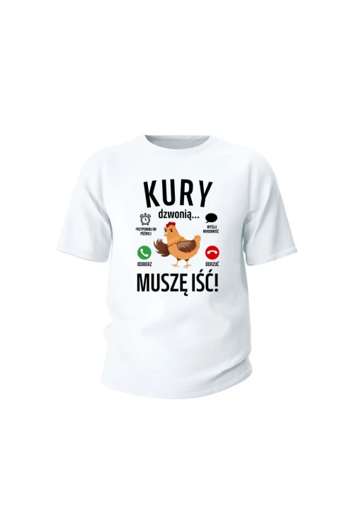 Koszulka dziecięca Kury dzwonią muszę iść - biała