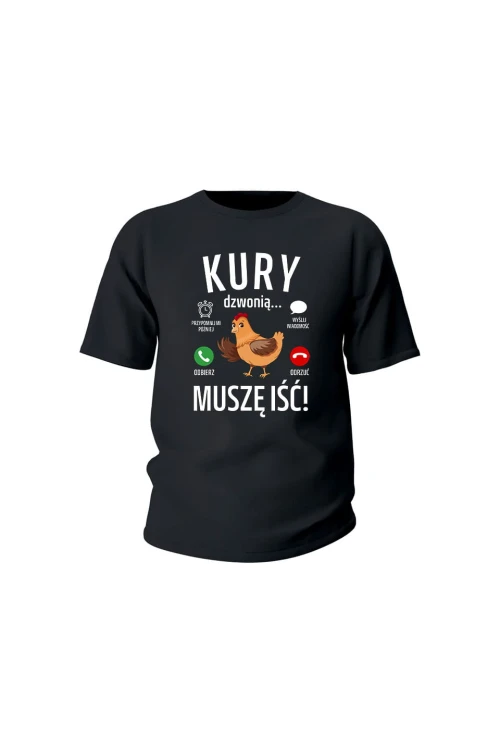 Koszulka dziecięca Kury dzwonią muszę iść - czarna