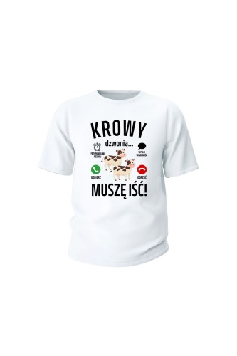 Koszulka dziecięca Krowy dzwonią muszę iść - biała