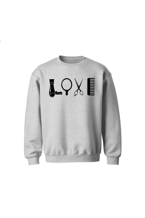 Bluza dziecięca bez kaptura Love Fryzjerstwo - szara