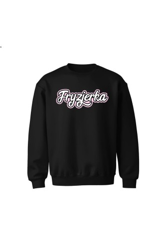 Bluza dziecięca bez kaptura Fryzjerka napis - czarna