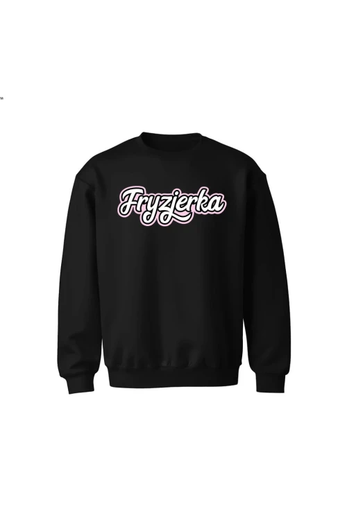 Bluza dziecięca bez kaptura Fryzjerka napis - czarna