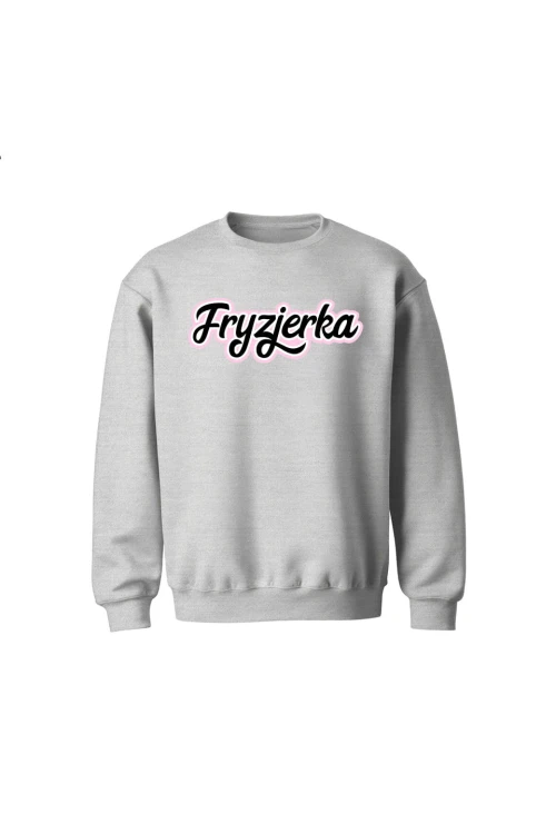 Bluza dziecięca bez kaptura Fryzjerka napis - szara