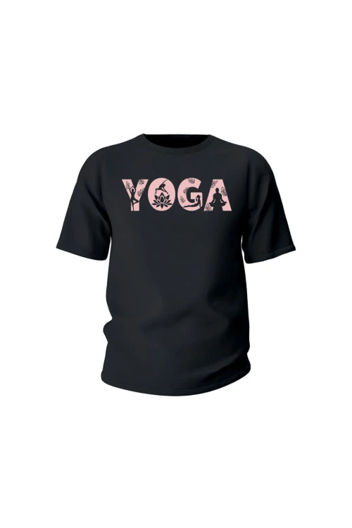 Koszulka dziecięca Yoga Napis - czarna
