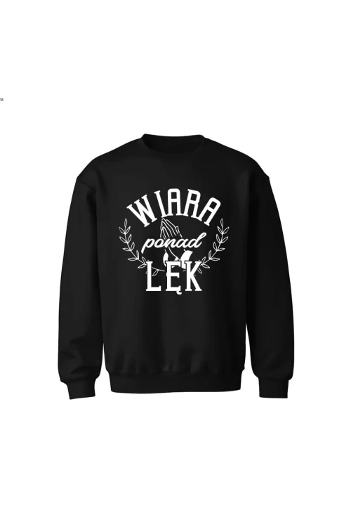 Bluza dziecięca bez kaptura Wiara ponad lęk - czarna