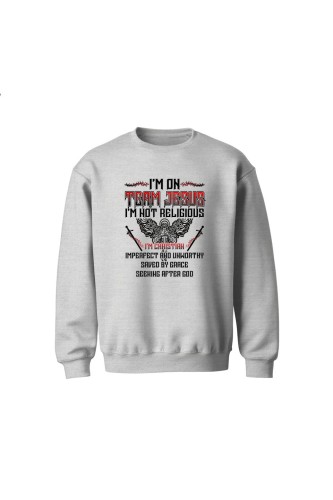 Bluza dziecięca bez kaptura I'm on team Jesus - szara