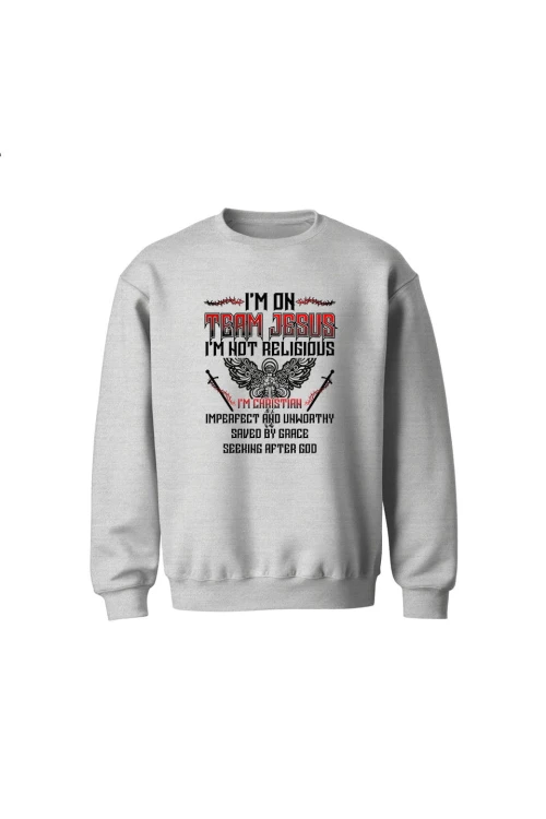 Bluza dziecięca bez kaptura I'm on team Jesus - szara
