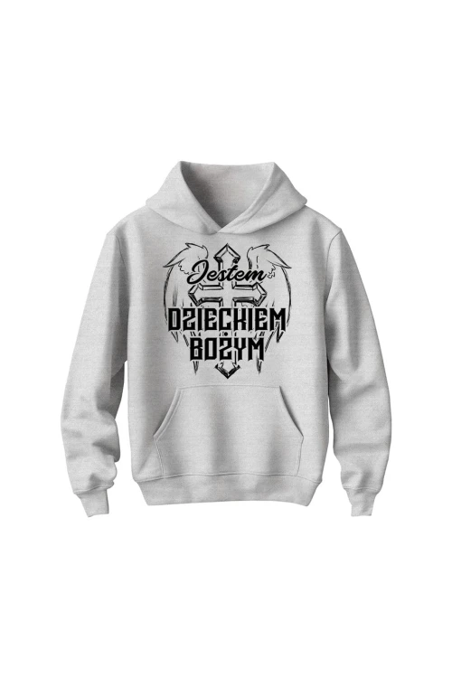 Bluza dziecięca z kapturem Jestem Dzieckiem Bożym - szara