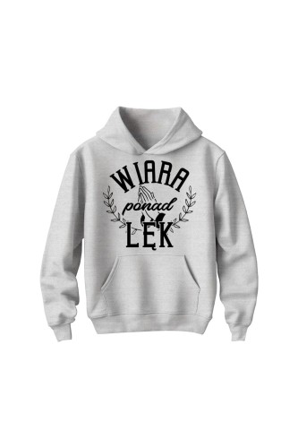 Bluza dziecięca z kapturem Wiara ponad lęk - szara