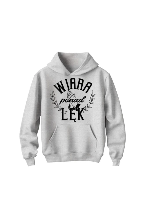 Bluza dziecięca z kapturem Wiara ponad lęk - szara