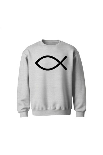 Bluza dziecięca bez kaptura Symbol Ryby chrześcijański - szara