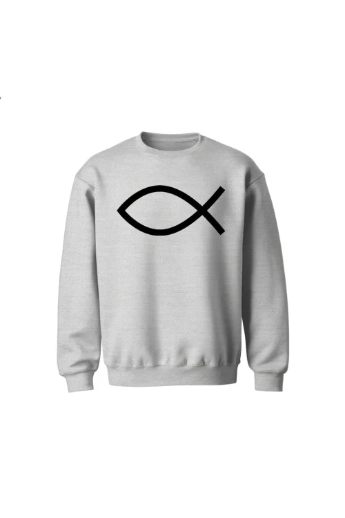 Bluza dziecięca bez kaptura Symbol Ryby chrześcijański - szara