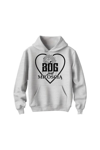 Bluza dziecięca z kapturem Bóg jest miłością - szara