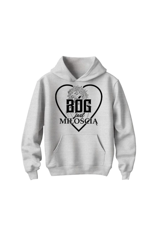 Bluza dziecięca z kapturem Bóg jest miłością - szara