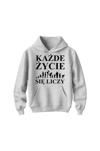 Bluza dziecięca z kapturem Każde życie się liczy - szara