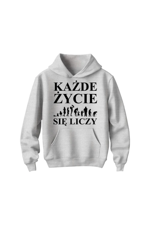 Bluza dziecięca z kapturem Każde życie się liczy - szara