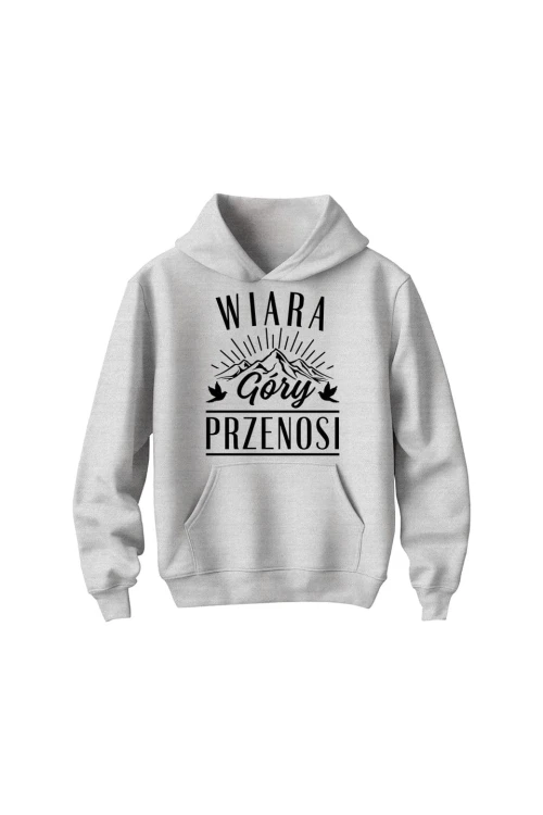 Bluza dziecięca z kapturem Wiara góry przenosi - szara
