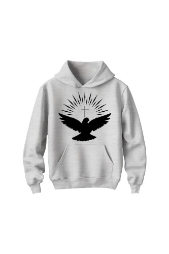 Bluza dziecięca z kapturem Gołąb duch święty - szara