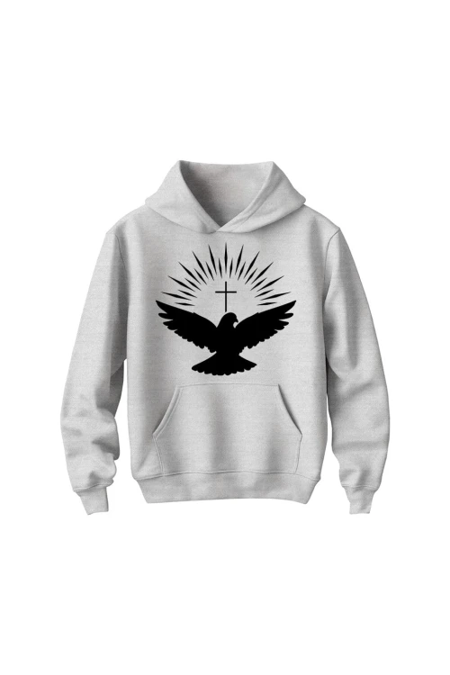 Bluza dziecięca z kapturem Gołąb duch święty - szara