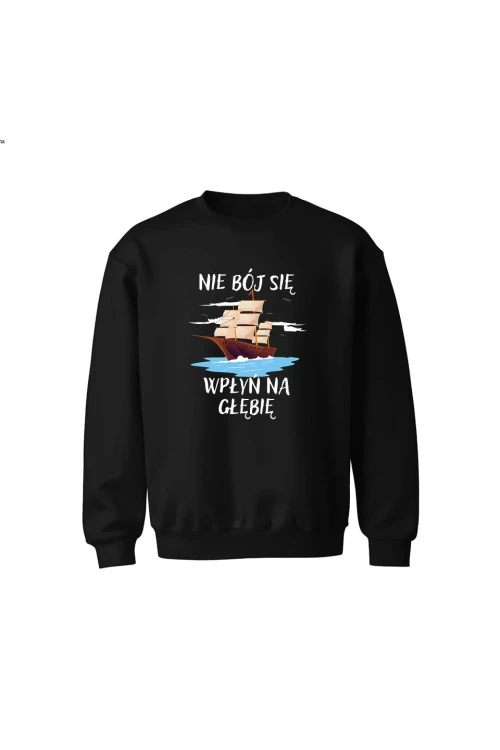 Bluza dziecięca bez kaptura Nie Bój się Wpłyń na Głębie - czarna