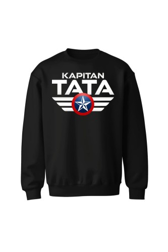 Bluza męska bez kaptura Kapitan Tata - czarna