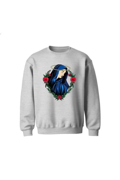 Bluza dziecięca bez kaptura Wizerunek Maryi - szara