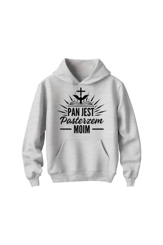 Bluza dziecięca z kapturem Pan jest pastrzem moim - szara